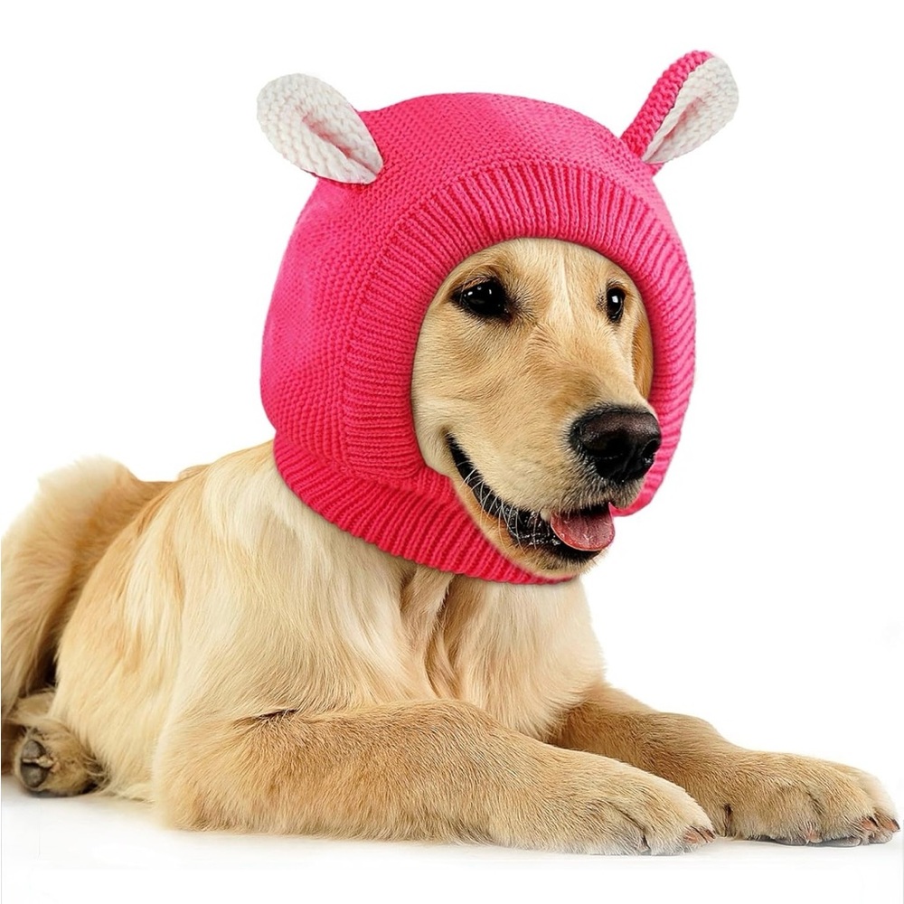 Pink Knitted Pets Hat with Ears